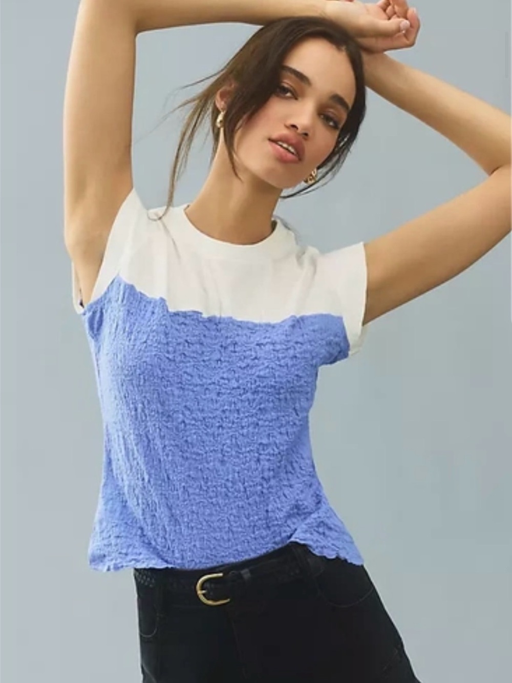 NWT Maeve smocked muscle tank in blue size M